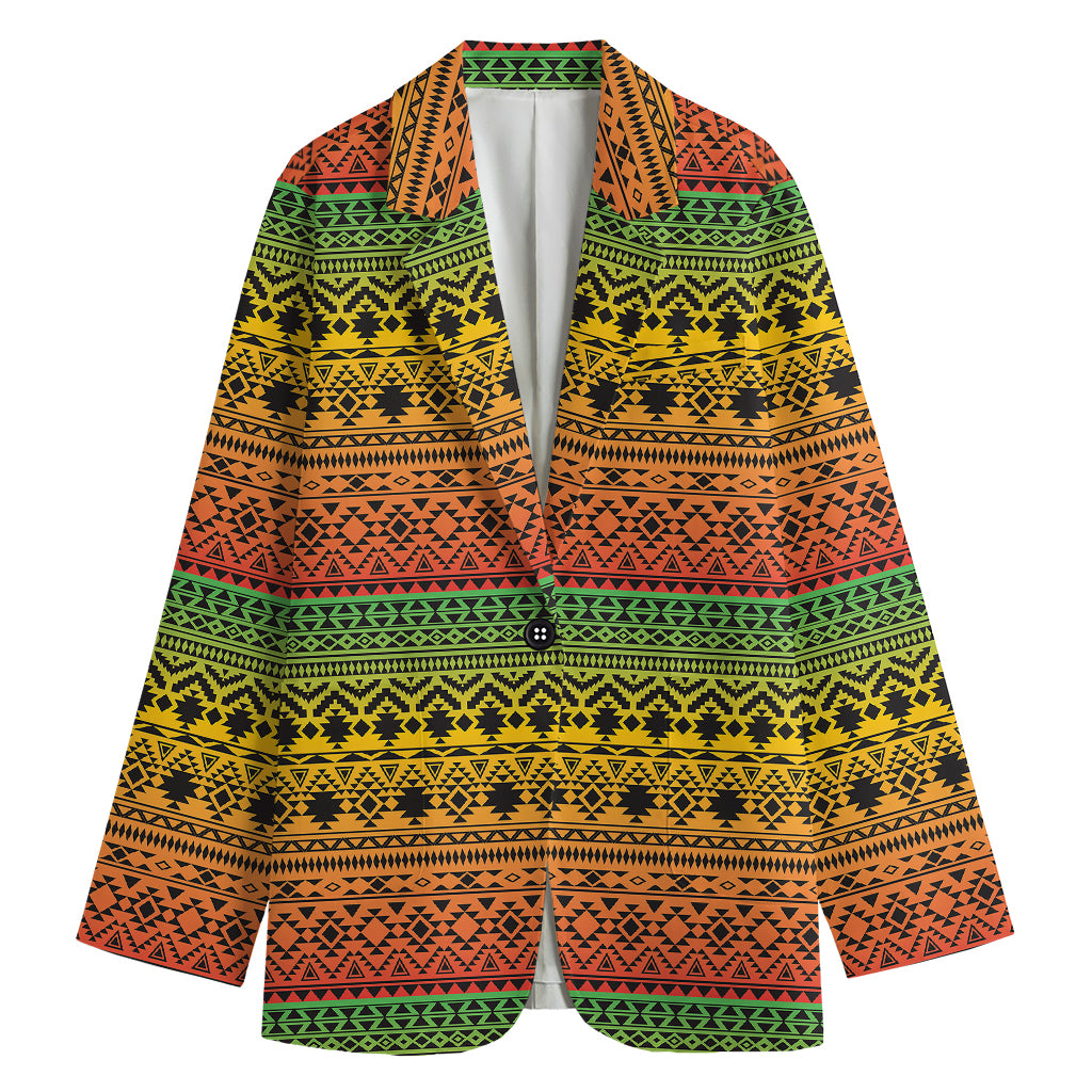 Rasta Tribal Pattern Print Women's Blazer