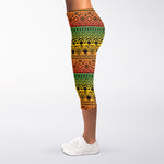 Rasta Tribal Pattern Print Women's Capri Leggings