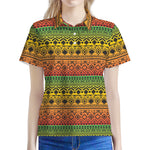 Rasta Tribal Pattern Print Women's Polo Shirt