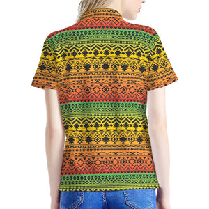 Rasta Tribal Pattern Print Women's Polo Shirt