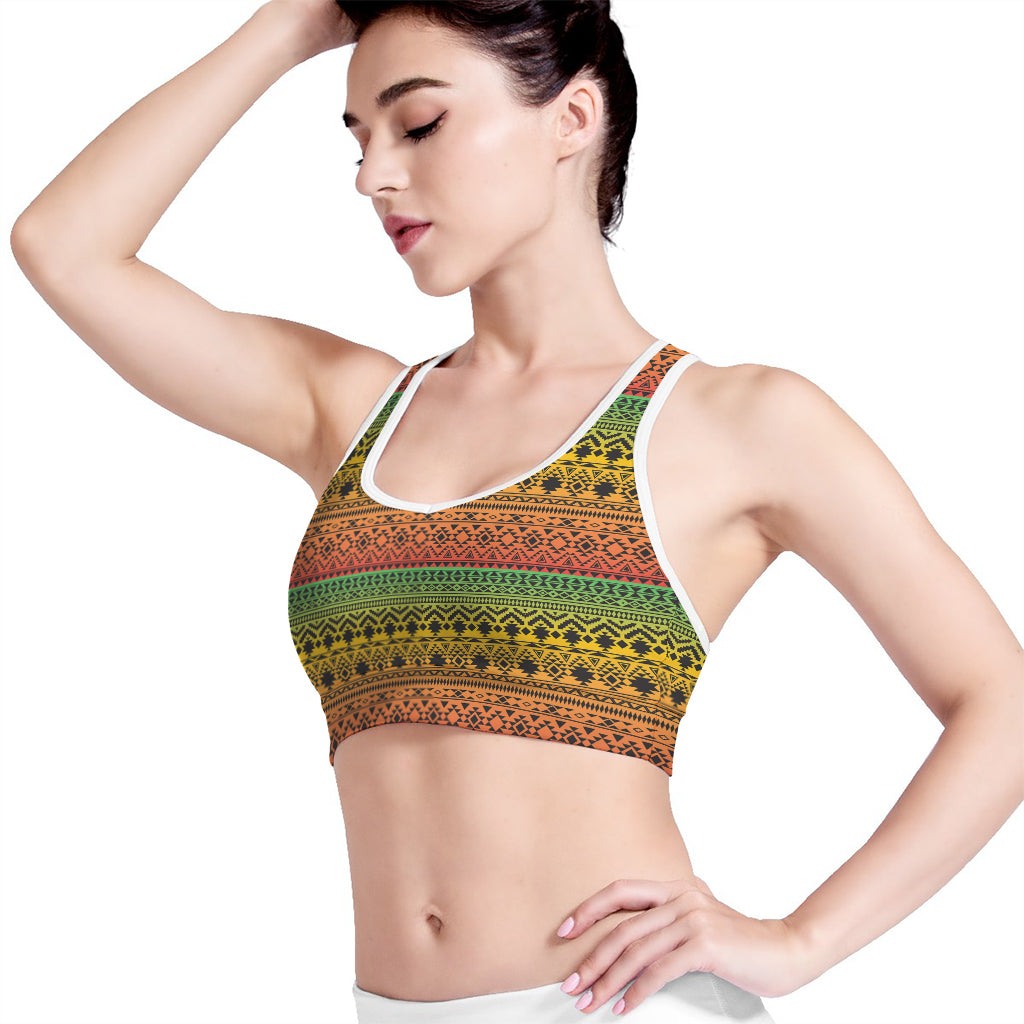 Rasta Tribal Pattern Print Women's Sports Bra