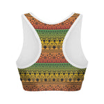 Rasta Tribal Pattern Print Women's Sports Bra