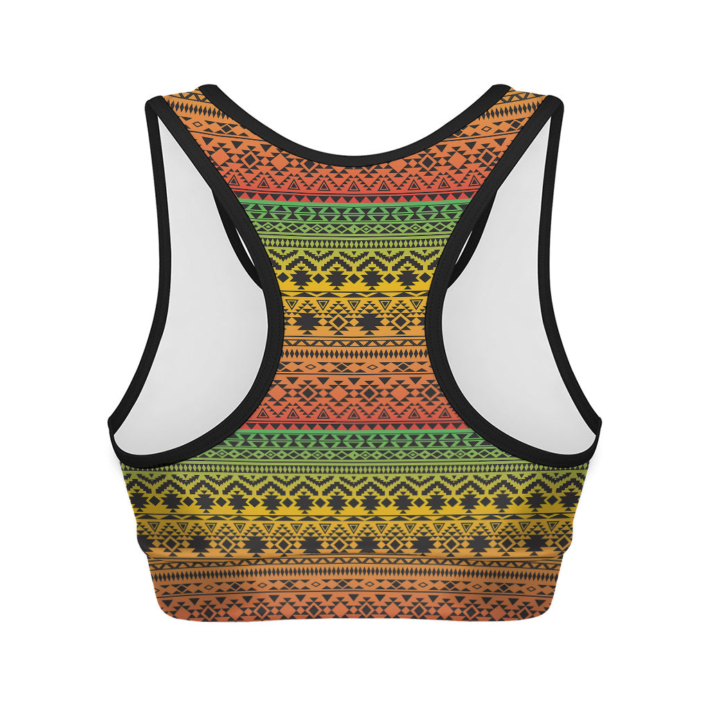 Rasta Tribal Pattern Print Women's Sports Bra