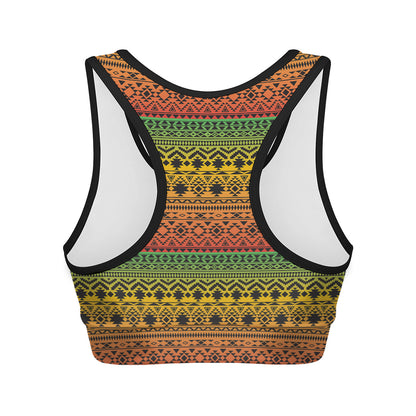 Rasta Tribal Pattern Print Women's Sports Bra