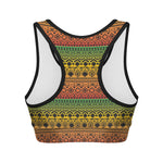 Rasta Tribal Pattern Print Women's Sports Bra