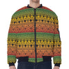 Rasta Tribal Pattern Print Zip Sleeve Bomber Jacket