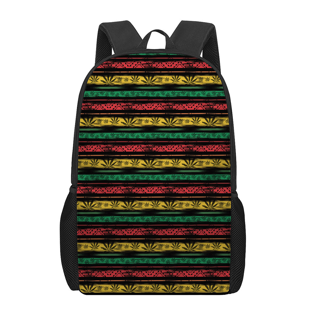 Rastafarian Hemp Pattern Print 17 Inch Backpack