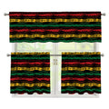 Rastafarian Hemp Pattern Print 3 Piece Kitchen Curtains