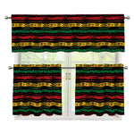 Rastafarian Hemp Pattern Print 3 Piece Kitchen Curtains