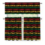 Rastafarian Hemp Pattern Print 3 Piece Kitchen Curtains
