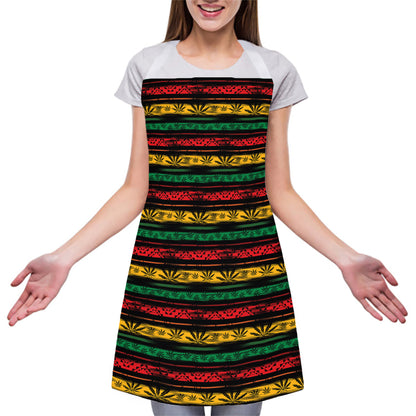 Rastafarian Hemp Pattern Print Adjustable Apron