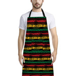 Rastafarian Hemp Pattern Print Bib Apron With Pocket
