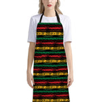 Rastafarian Hemp Pattern Print Bib Apron With Pocket