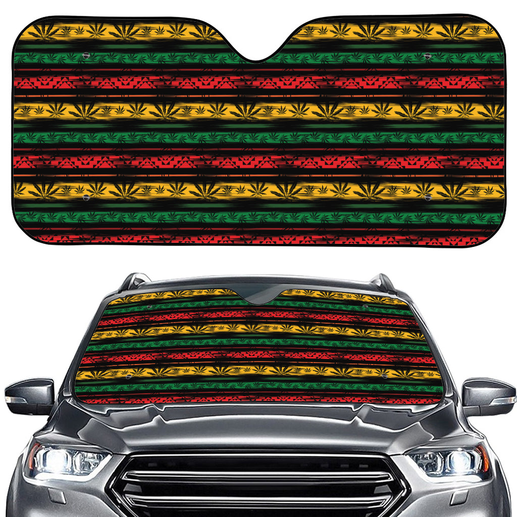 Rastafarian Hemp Pattern Print Car Windshield Sun Shade