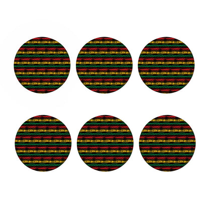 Rastafarian Hemp Pattern Print Coaster Set