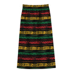 Rastafarian Hemp Pattern Print Cotton Front Slit Maxi Skirt