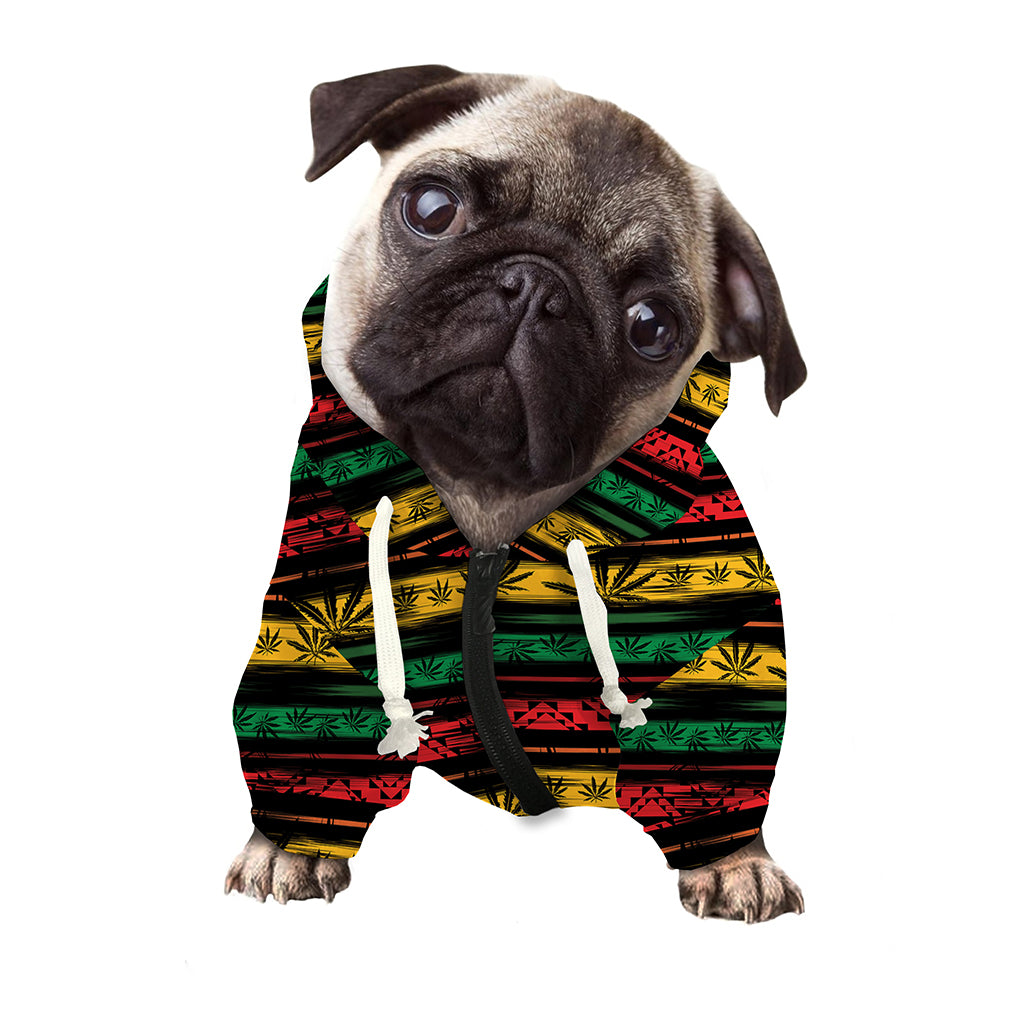 Rastafarian Hemp Pattern Print Dog Zip Up Hoodie