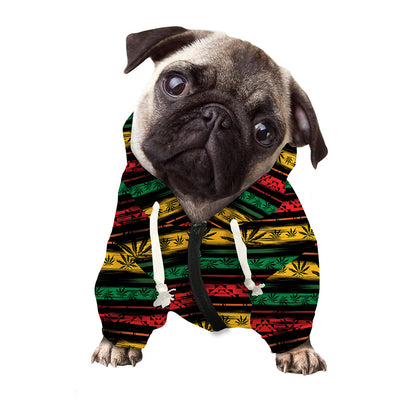 Rastafarian Hemp Pattern Print Dog Zip Up Hoodie