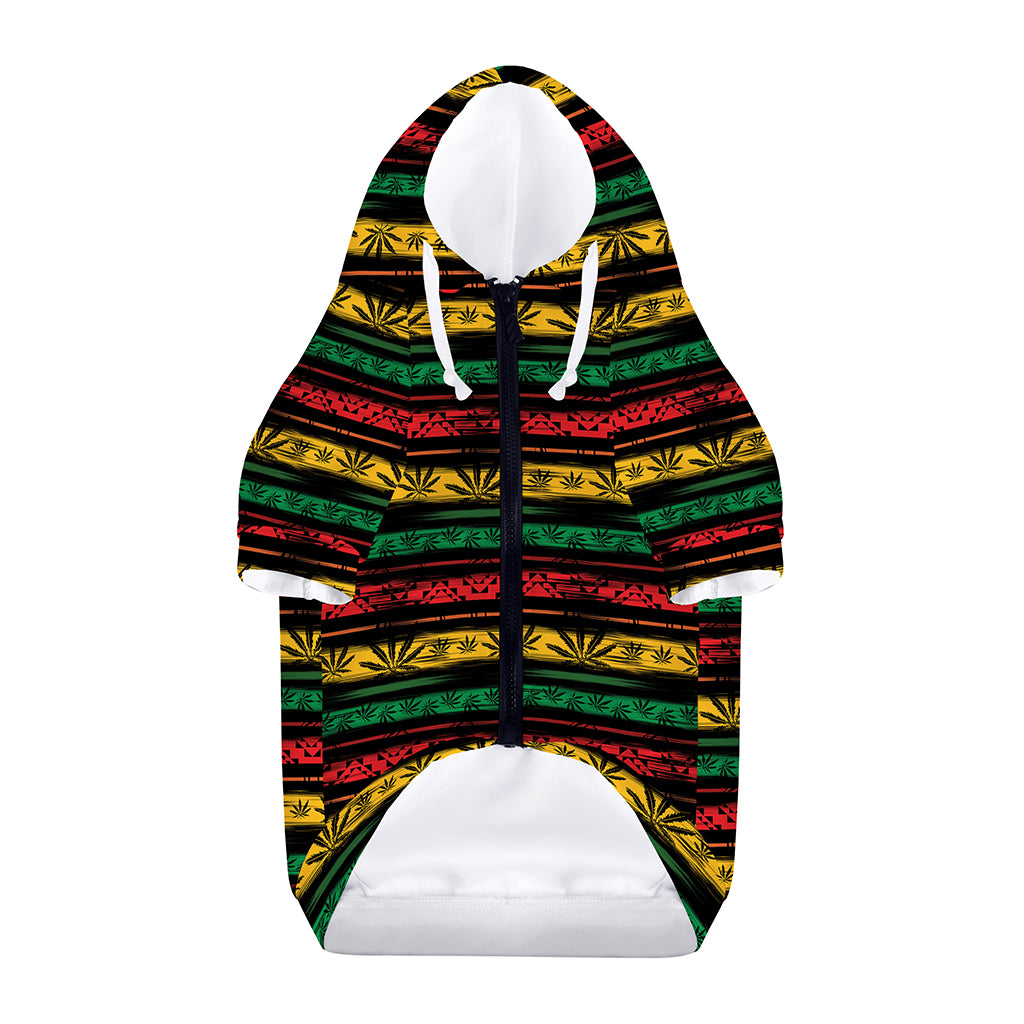 Rastafarian Hemp Pattern Print Dog Zip Up Hoodie