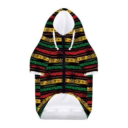 Rastafarian Hemp Pattern Print Dog Zip Up Hoodie