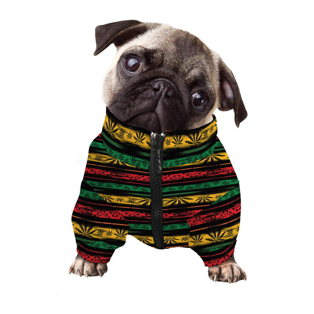 Rastafarian Hemp Pattern Print Dog Zip Up Jacket