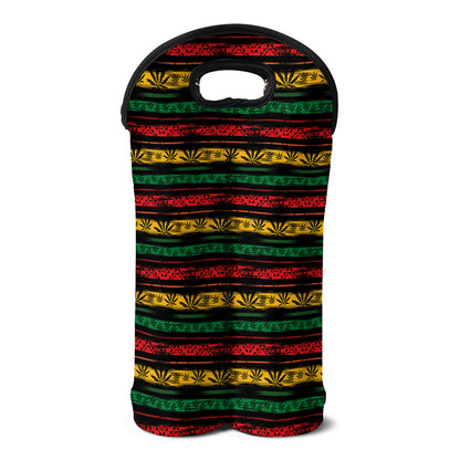Rastafarian Hemp Pattern Print Double Neoprene Wine Tote