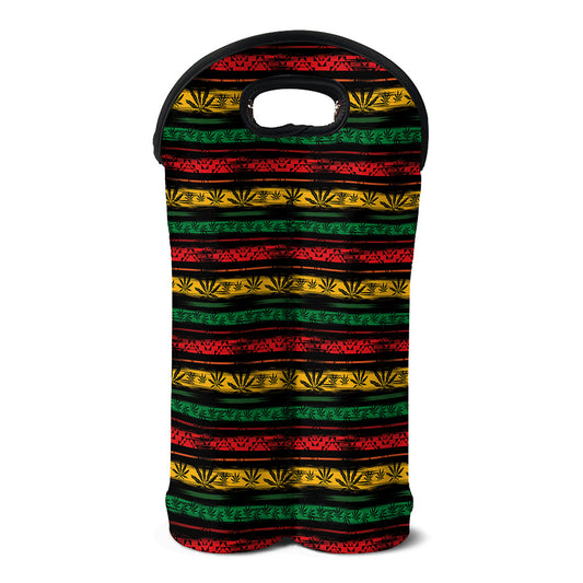 Rastafarian Hemp Pattern Print Double Neoprene Wine Tote