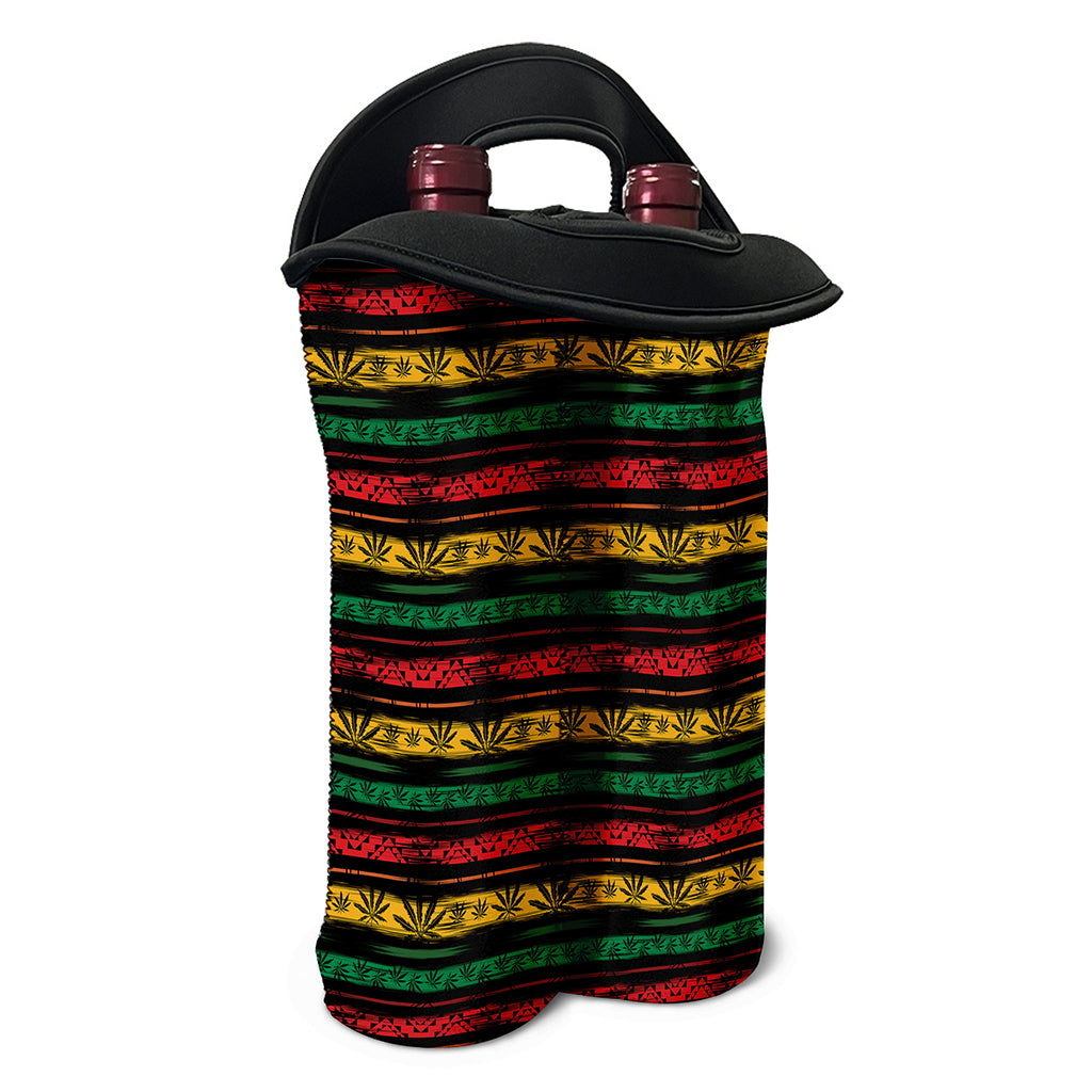 Rastafarian Hemp Pattern Print Double Neoprene Wine Tote