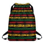 Rastafarian Hemp Pattern Print Drawstring Backpack