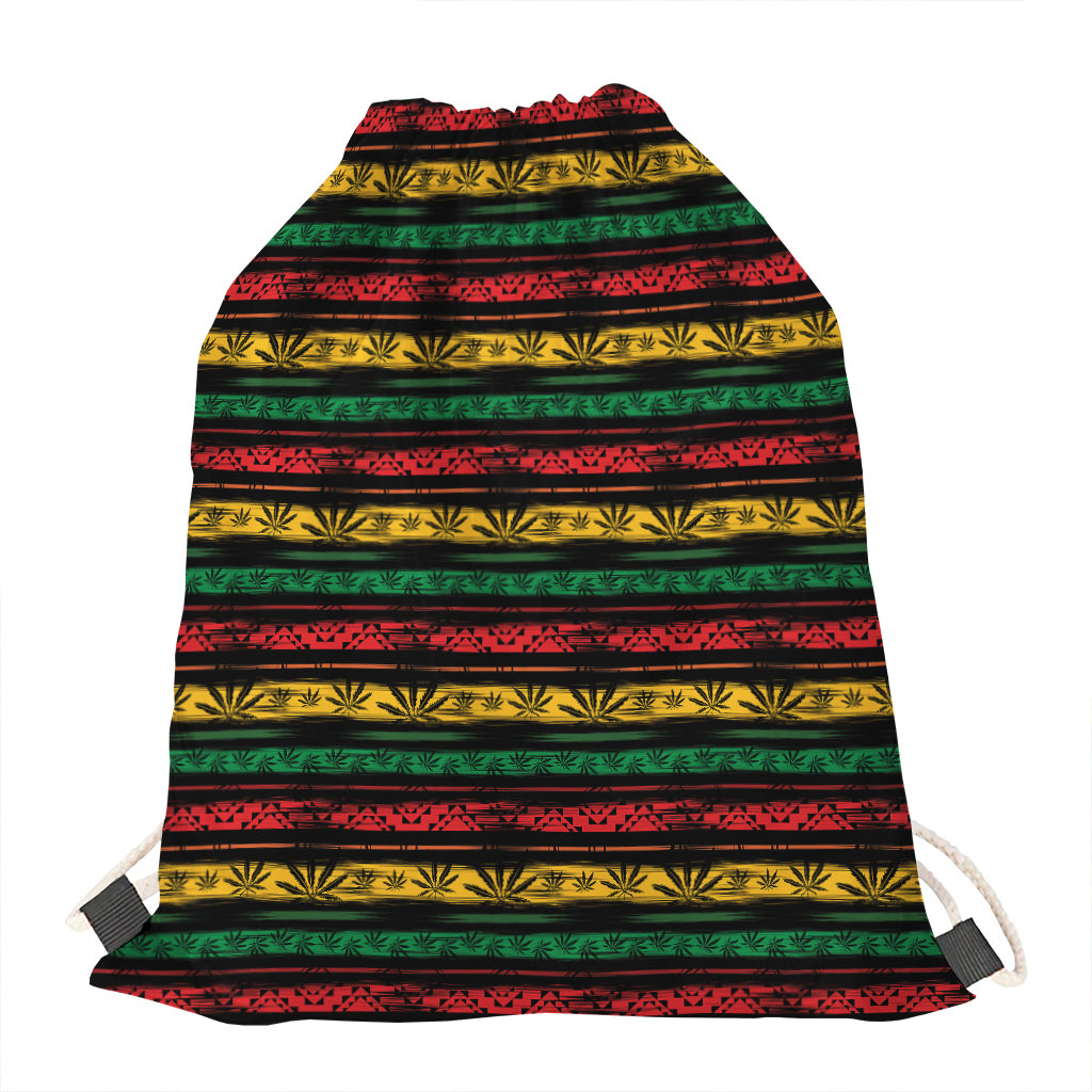 Rastafarian Hemp Pattern Print Drawstring Bag