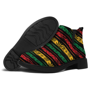 Rastafarian Hemp Pattern Print Flat Ankle Boots