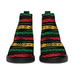 Rastafarian Hemp Pattern Print Flat Ankle Boots