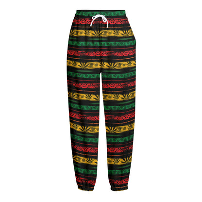 Rastafarian Hemp Pattern Print Fleece Lined Knit Pants