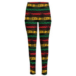 Rastafarian Hemp Pattern Print High-Waisted Pocket Leggings