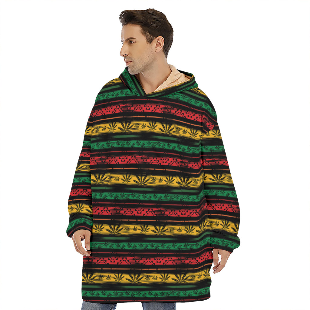 Rastafarian Hemp Pattern Print Hoodie Blanket