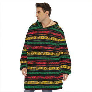 Rastafarian Hemp Pattern Print Hoodie Blanket