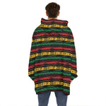 Rastafarian Hemp Pattern Print Hoodie Blanket