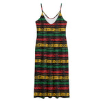 Rastafarian Hemp Pattern Print Jersey Midi Cami Dress