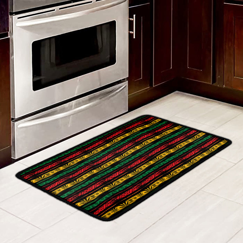 Rastafarian Hemp Pattern Print Kitchen Mat