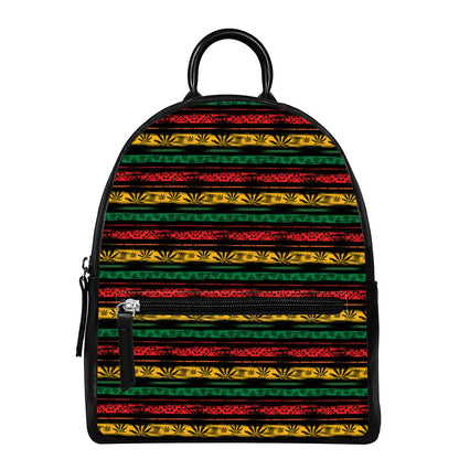 Rastafarian Hemp Pattern Print Leather Backpack
