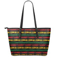 Rastafarian Hemp Pattern Print Leather Tote Bag With Zipper
