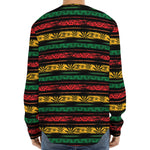 Rastafarian Hemp Pattern Print Long Sleeve Baseball Jersey