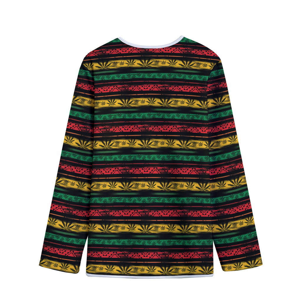 Rastafarian Hemp Pattern Print Long Sleeve Short Coat