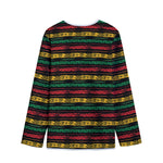 Rastafarian Hemp Pattern Print Long Sleeve Short Coat