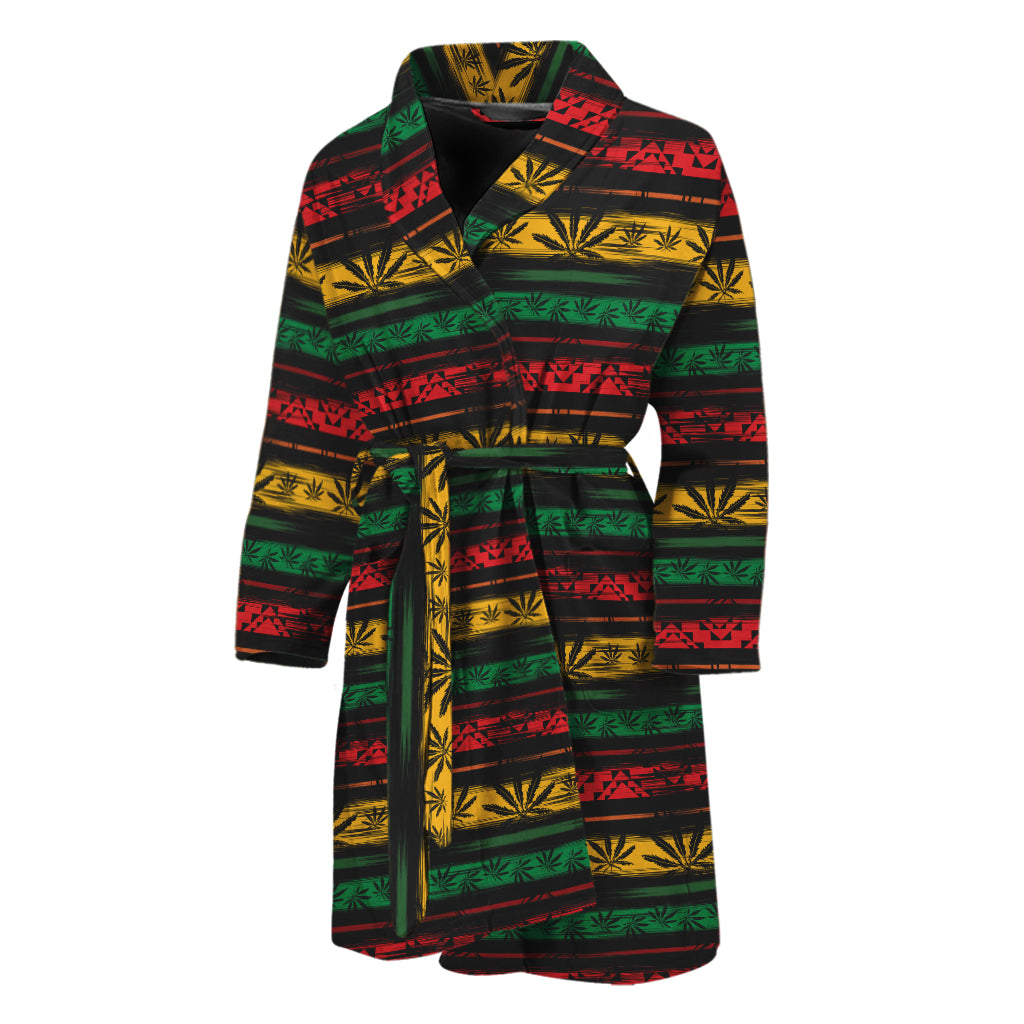 Rastafarian Hemp Pattern Print Men's Bathrobe
