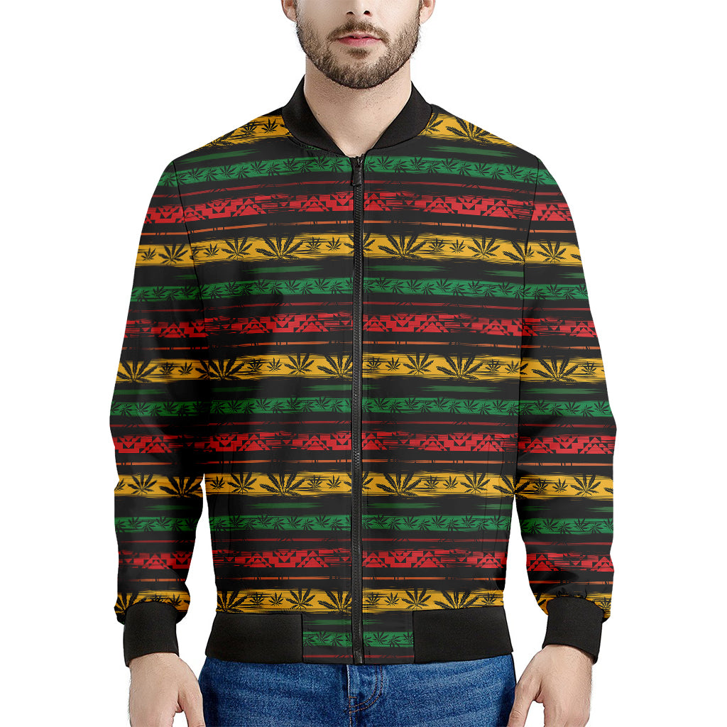 Rastafarian Hemp Pattern Print Men's Bomber Jacket