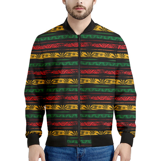 Rastafarian Hemp Pattern Print Men's Bomber Jacket