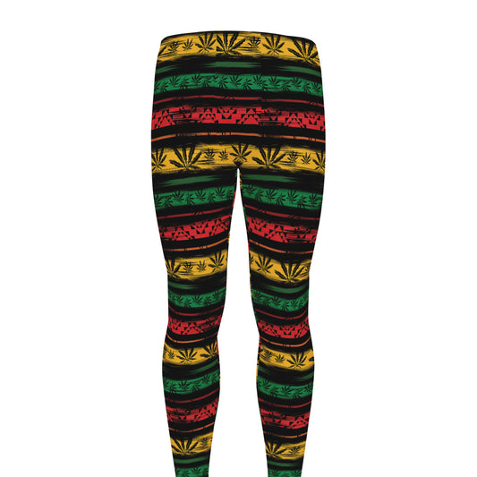 Rastafarian Hemp Pattern Print Men's leggings