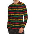 Rastafarian Hemp Pattern Print Men's Long Sleeve Rash Guard