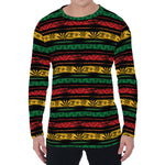 Rastafarian Hemp Pattern Print Men's Long Sleeve T-Shirt